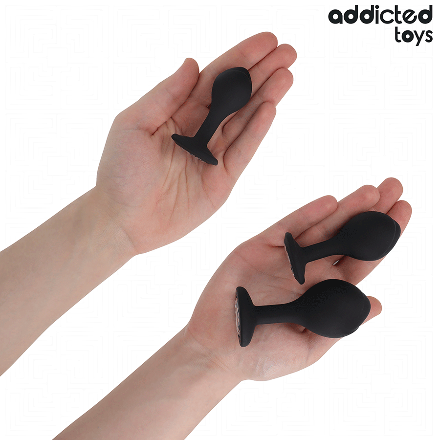 Lot de 3 Plugs Anaux Perlés avec Bijou Silicone 3 Tailles - Addicted Toys