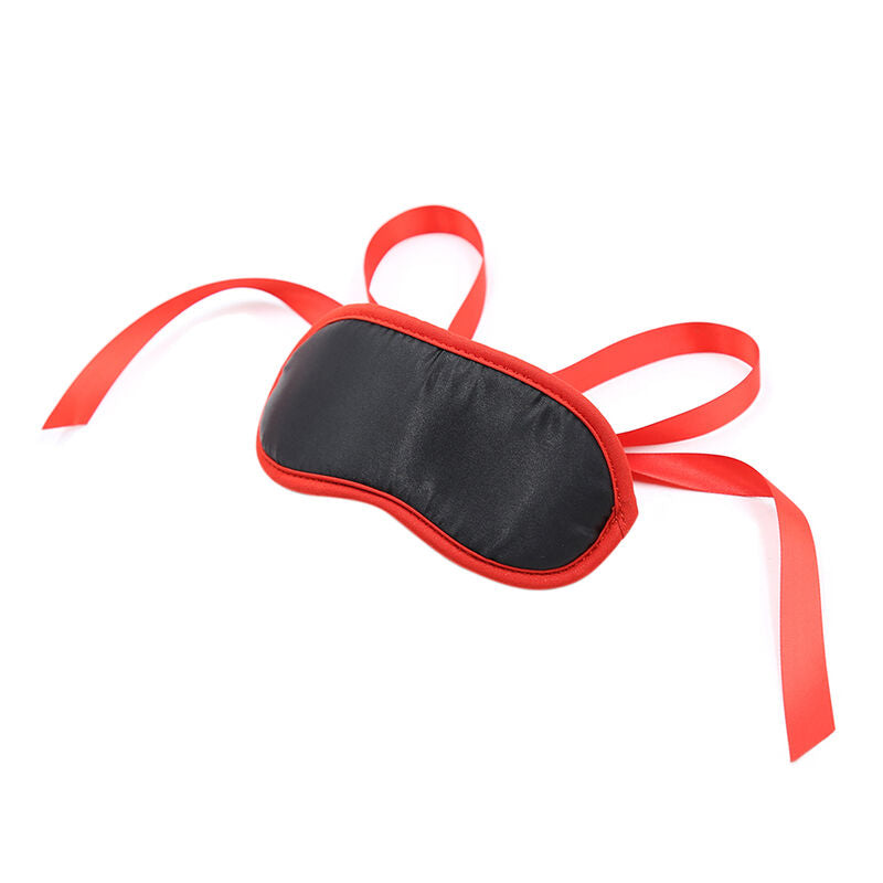 Masque Bords Rouges Noir Polyester Jeux Fétichistes - Ohmama