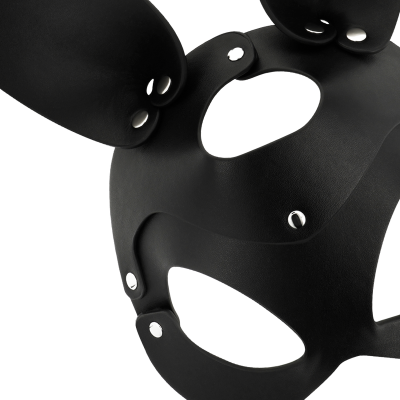 Masque Loup Oreilles de Lapin Cuir Vegan Élégant - Coquette