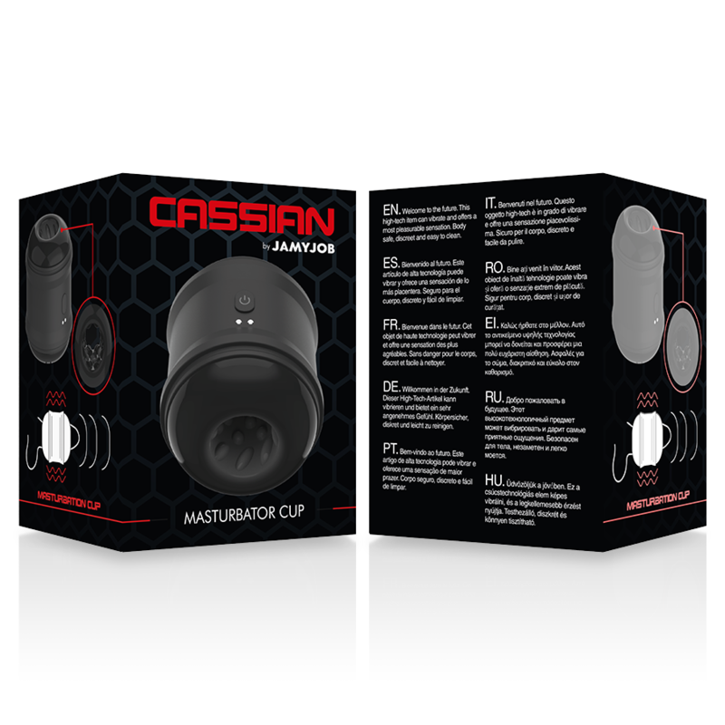 Masturbateur Cup Vibrant Cassian Compact Tunnel Ouvert IPX7 - Jamyjob