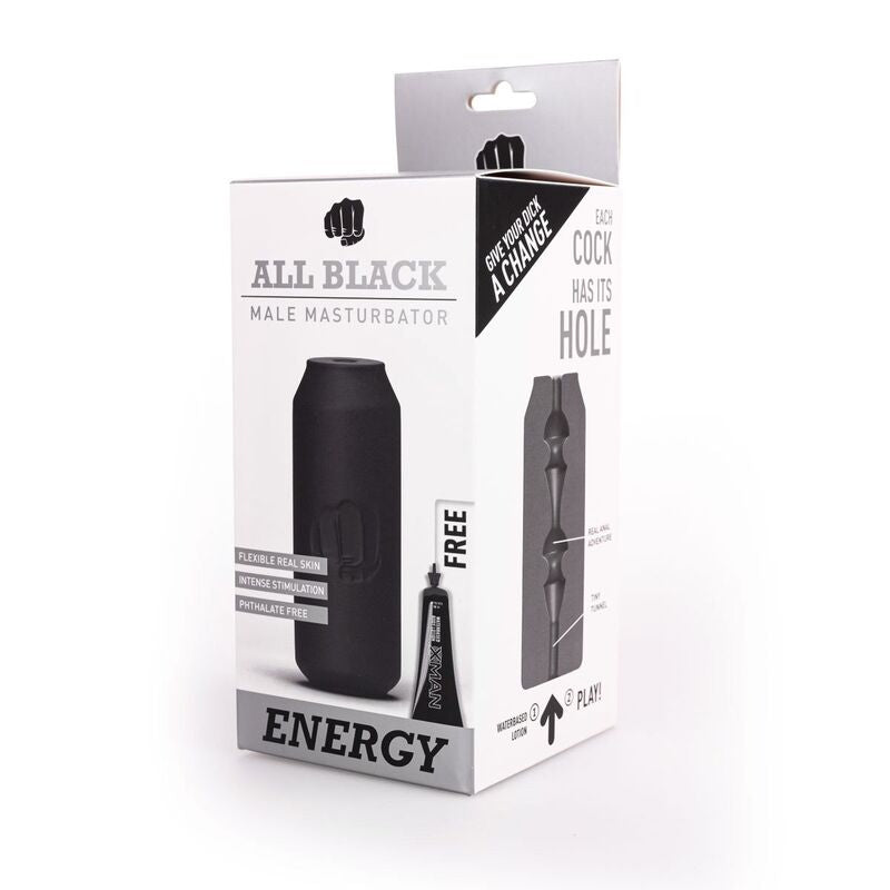 Masturbateur Energy Forme Canette Cavités Internes Texturées - All Black