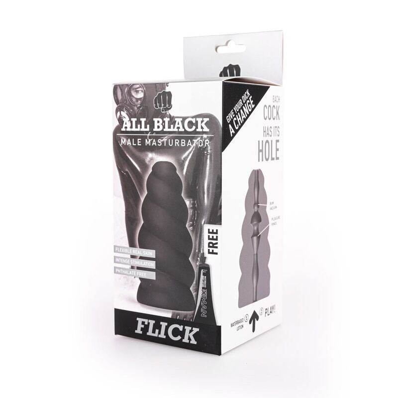 Masturbateur Flick Design Spirale Texture Interne 17 cm - All Black