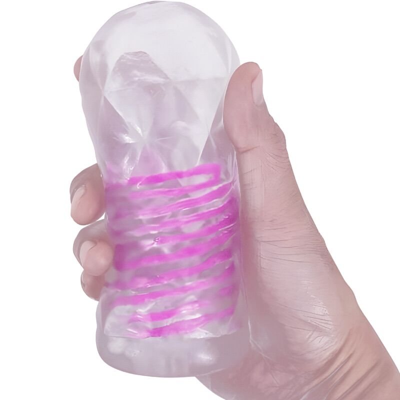 Masturbateur Masculin Spirale Rotative Transparent Texture Interne - Pretty Love