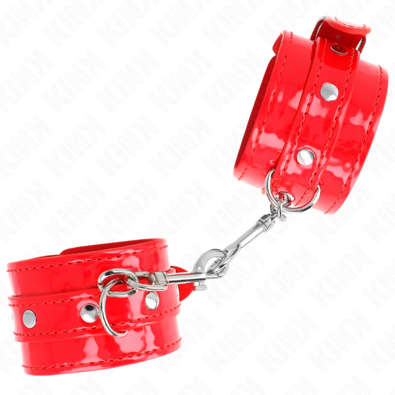 Menottes BDSM Brillantes Rouge Ajustables 23-33 cm - Kink