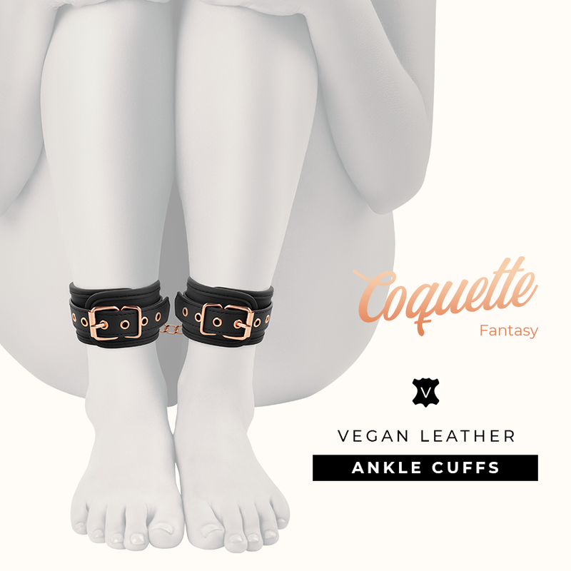 Menottes BDSM Chevilles Cuir Vegan Néoprène Réglables Sans Nickel - Coquette