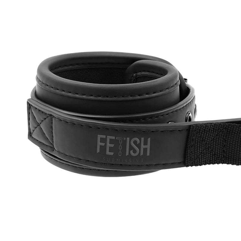 Menottes BDSM Cuir Vegan Doublure Néoprène avec Poignée - Fetish Submissive