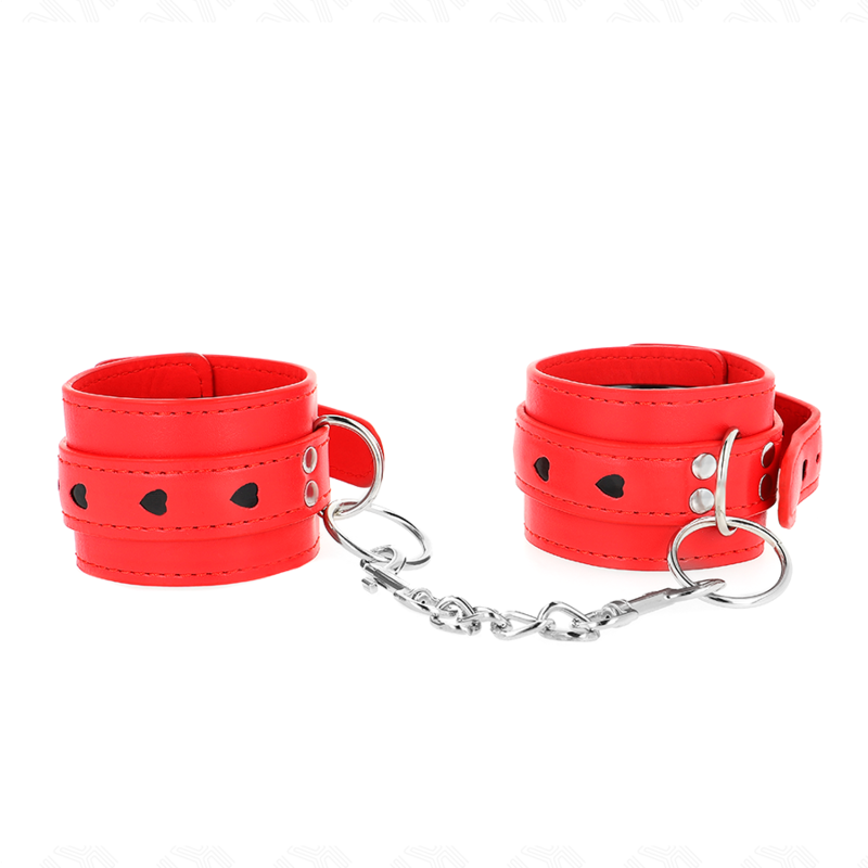 Menottes BDSM Poignets Coeur Réglables 21-28 cm - Kink