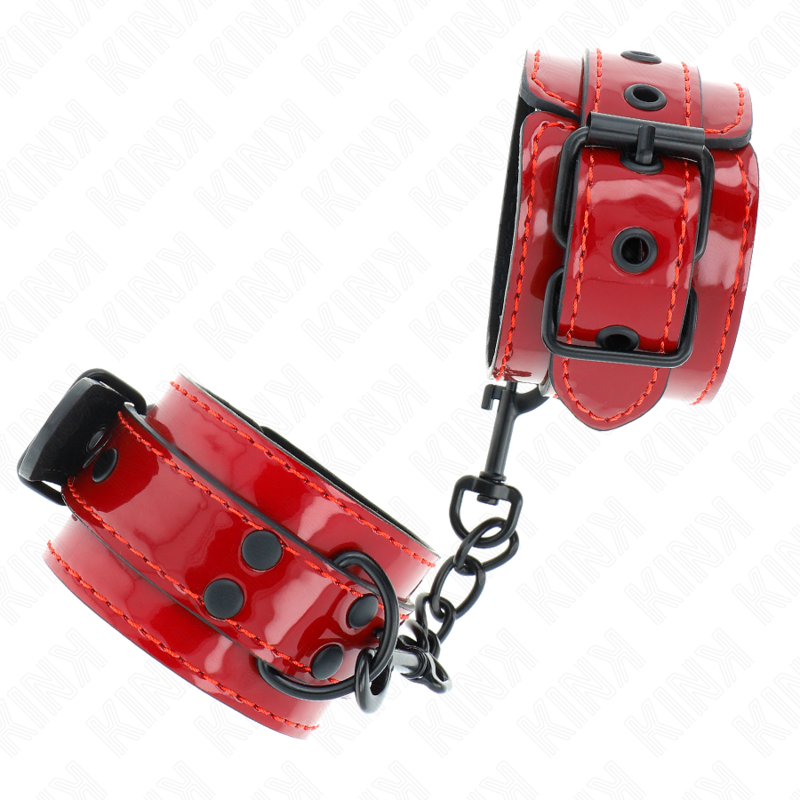 Menottes BDSM Poignets Cuir Rouge Foncé 23 x 5 cm - Kink