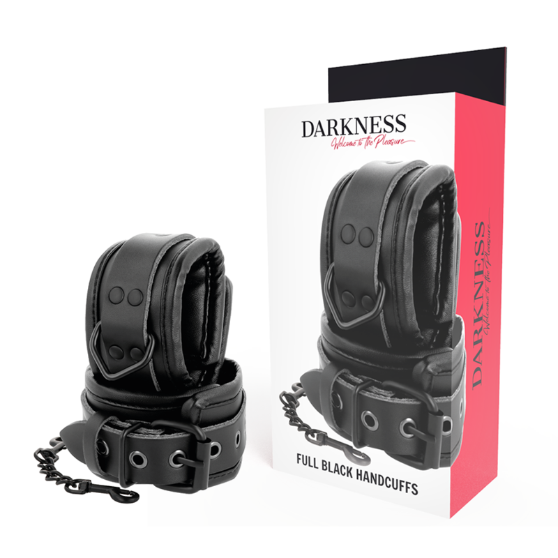 Menottes BDSM Réglables en Cuir Cousues Main Poignets et Chevilles - Darkness