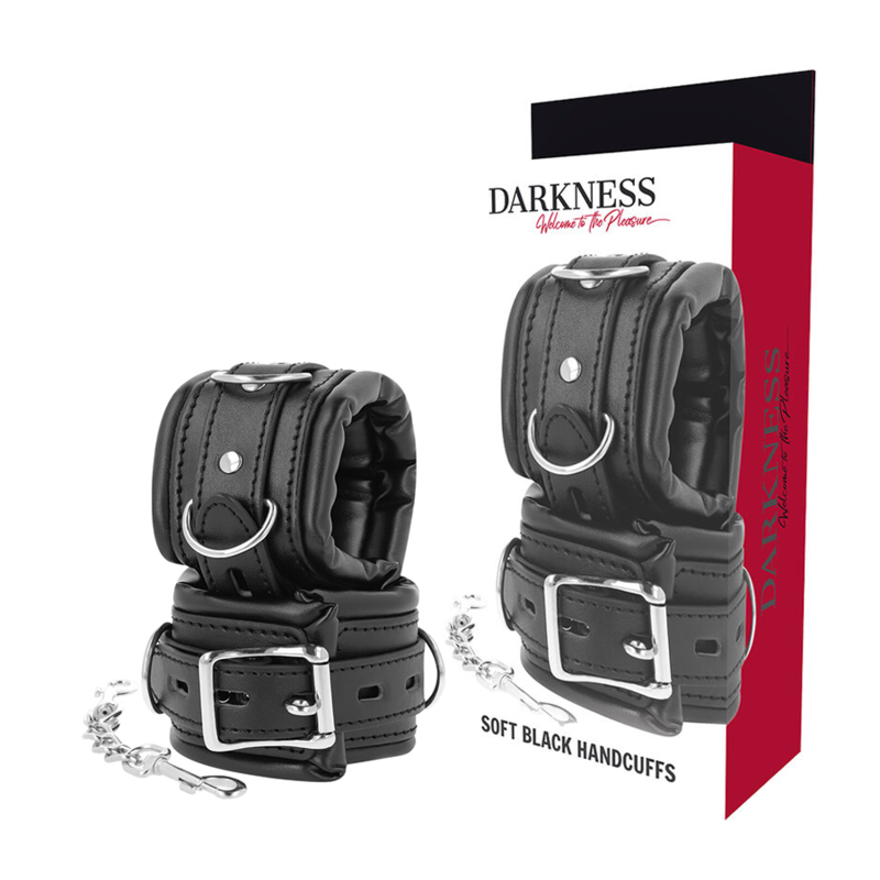 Menottes BDSM Rembourrées Confortables Boucle de Verrouillage - Darkness