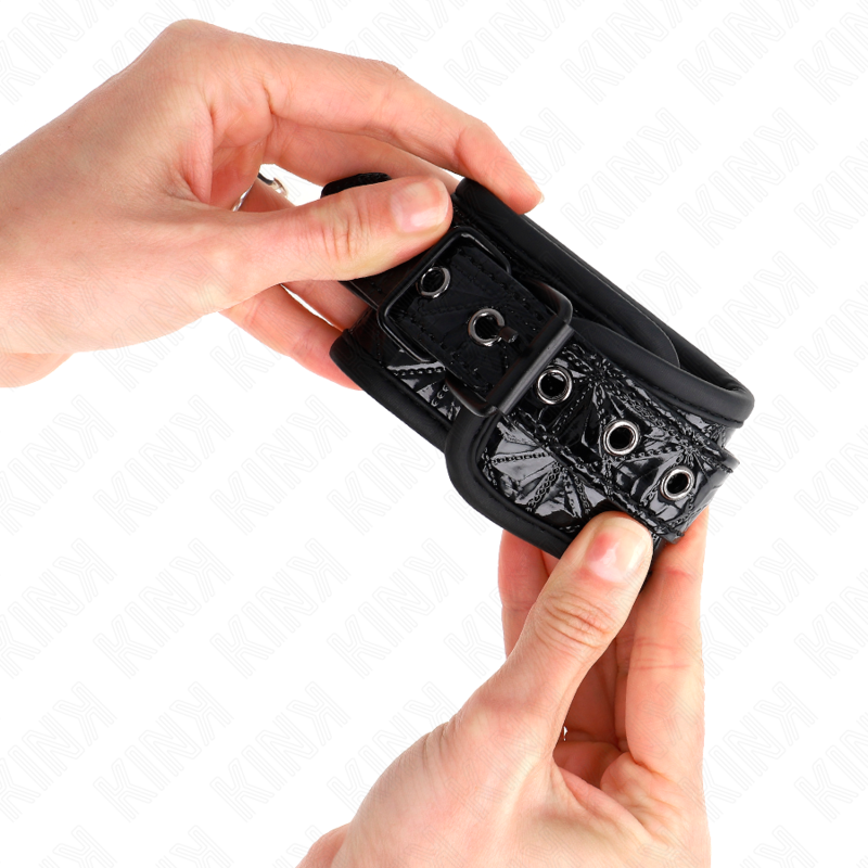 Menottes Poignets BDSM Motif Diamant Réglables 17-26 cm - Kink