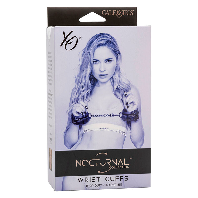 Menottes Poignets Cuir Nocturnal Réglables à Boucle Chaîne Métal - CalExotics