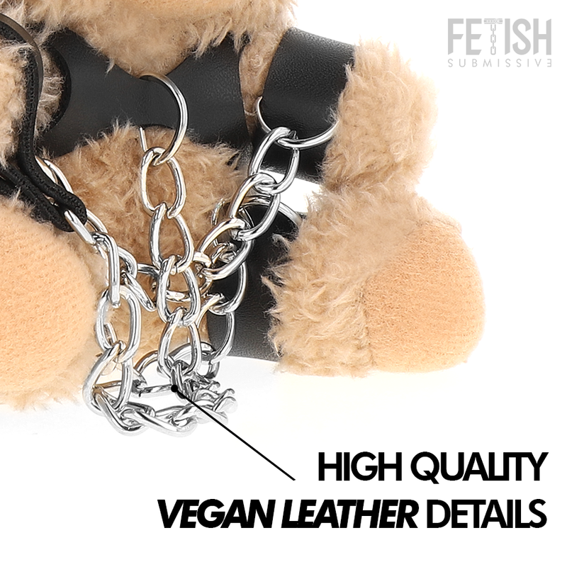 Peluche Ours BDSM Yogi Harnais Cuir et Menottes Porte-Clés - Fetish Submissive