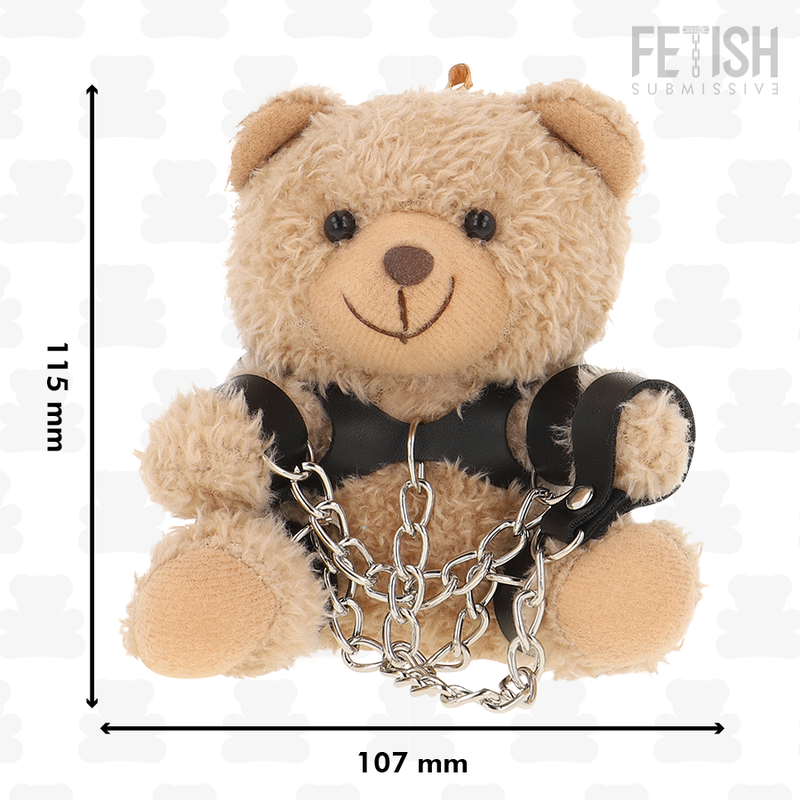 Peluche Ours BDSM Yogi Harnais Cuir et Menottes Porte-Clés - Fetish Submissive