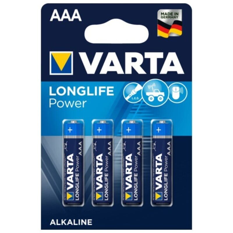 Piles Alcalines AAA LR03 Longlife Power 1,5V Lot de 4 - Varta