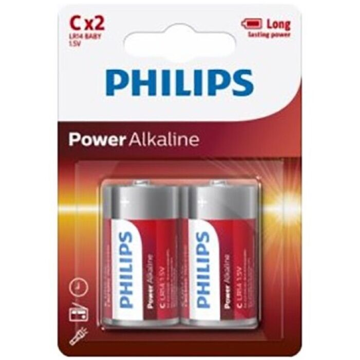 Piles Alcalines Power C LR14 Lot de 2 Longue Durée - Philips