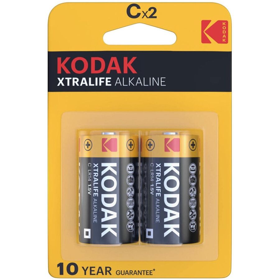 Piles Alcalines Xtralife C 1,5V Longue Durée Lot de 2 - Kodak