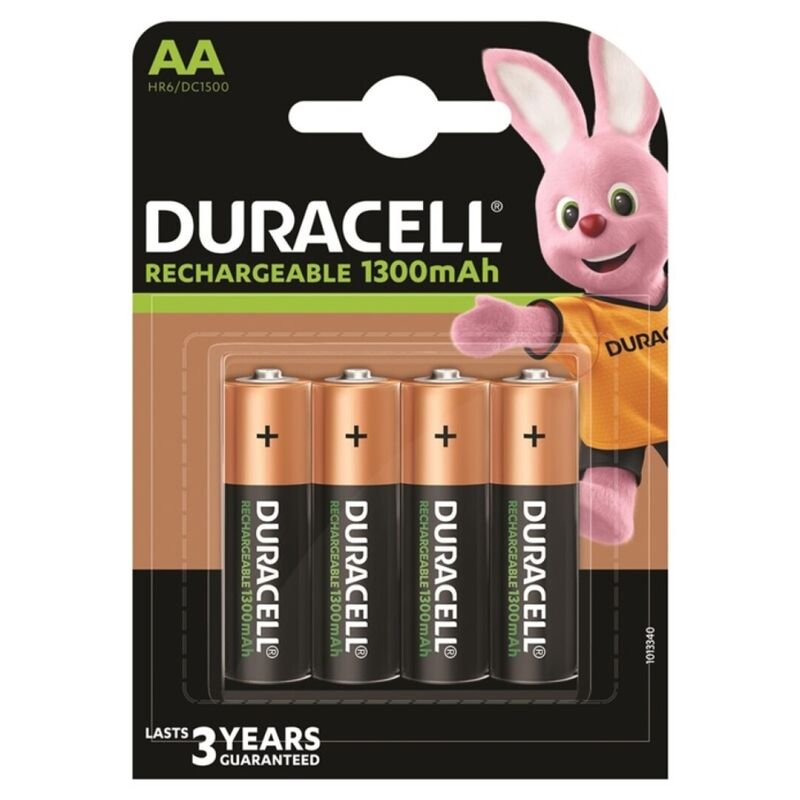 Piles Rechargeables AA HR6 1300mAh NiMH Lot de 4 - Duracell