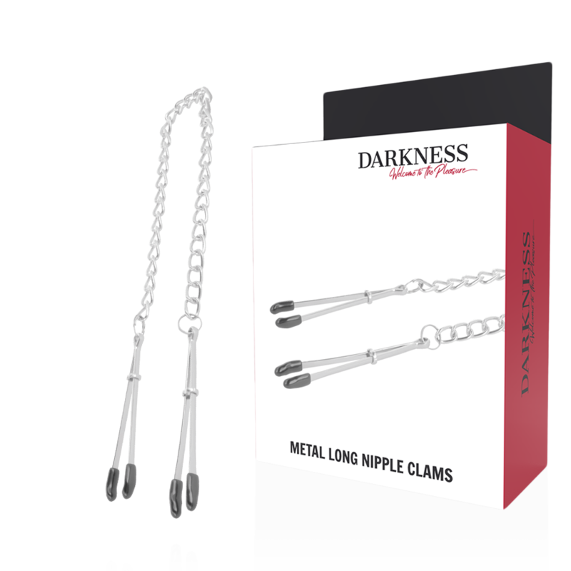 Pinces à Tétons BDSM Réglables Métal Sans Nickel avec Chaîne - Darkness