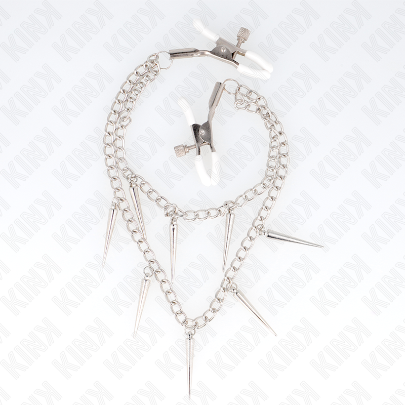 Pinces à Tétons Métal avec Chaîne à Pointes 30 cm - Kink
