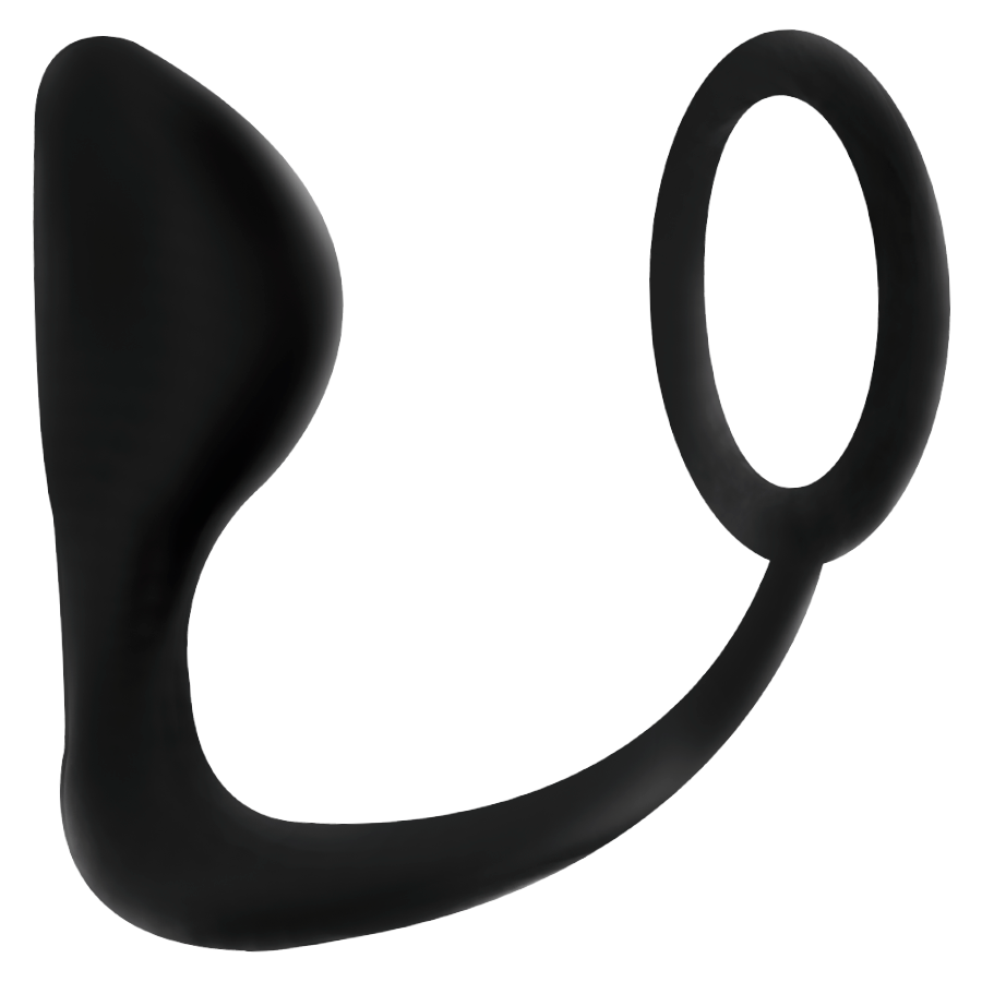 Plug Anal avec Cockring Intégré TPR Soft Touch Noir - Addicted Toys