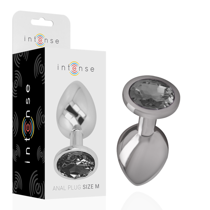 Plug Anal Bijou Métal Aluminium Verre Noir Taille M - Intense