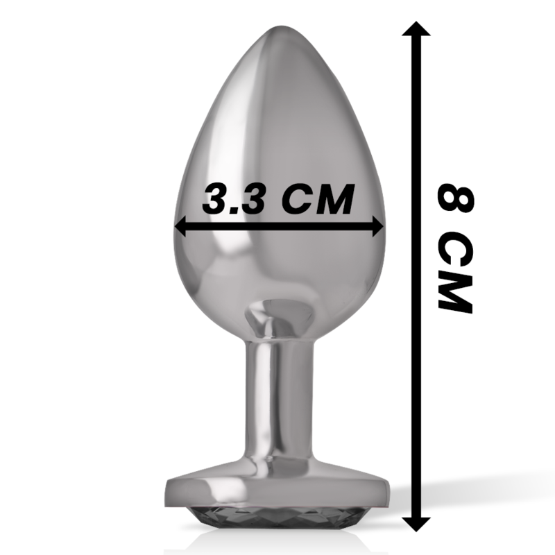 Plug Anal Bijou Métal Aluminium Verre Noir Taille M - Intense