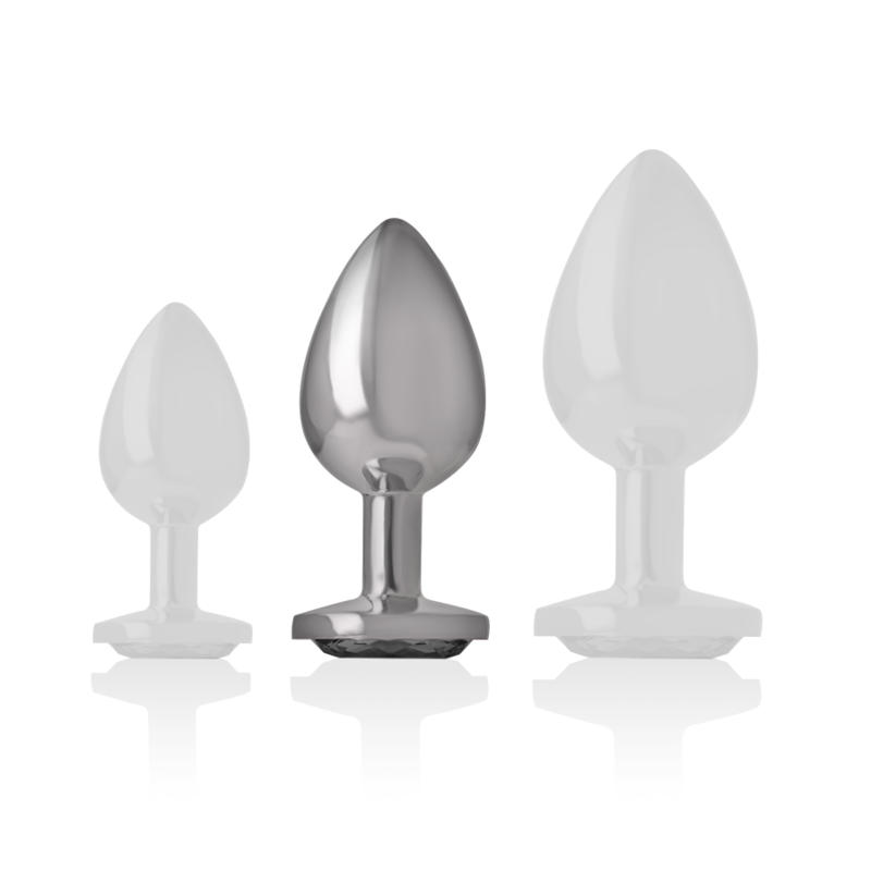 Plug Anal Bijou Métal Aluminium Verre Noir Taille M - Intense
