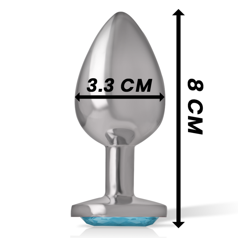 Plug Anal Bijou Métal Bleu Brillant Taille M 8 cm - Intense