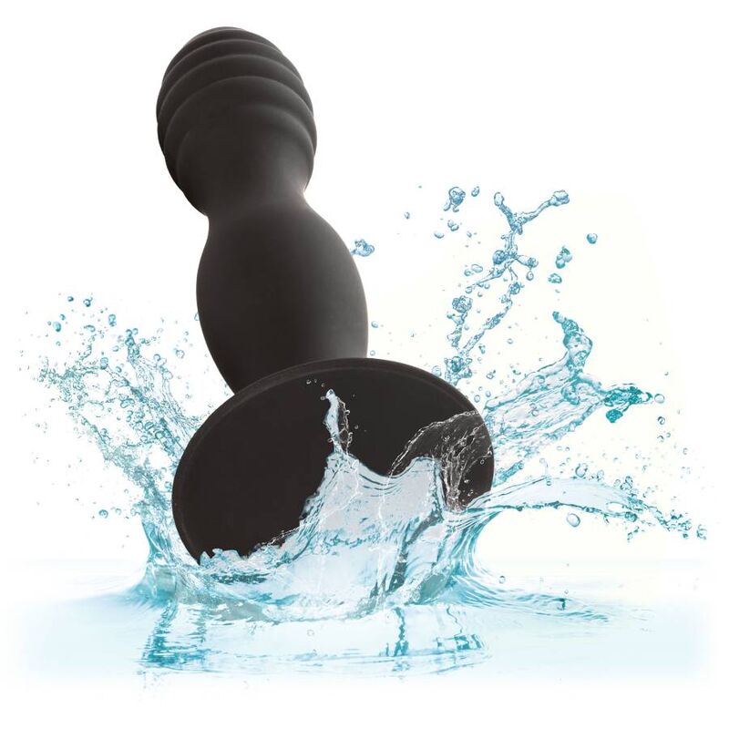Plug Anal Côtelé Stud Silicone Ventouse Mains Libres - CalExotics
