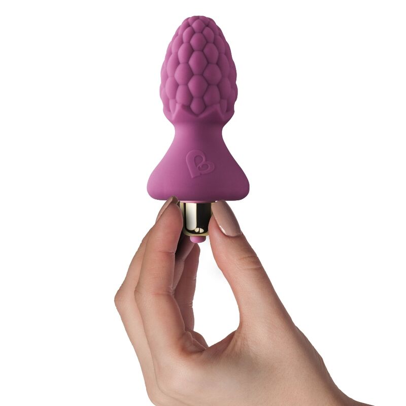 Plug Anal Vibrant Ass-Berries Framboise Silicone 7 Modes - Rocks-Off
