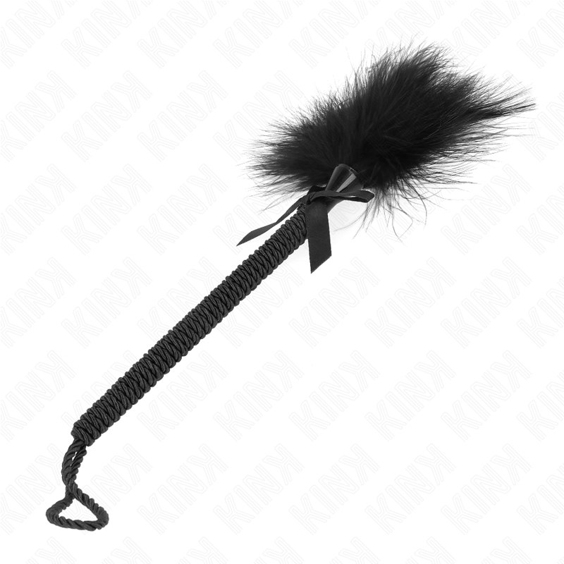 Plumeau Fétichiste Double Sensation Plumes Nœud Nylon 25 cm - Kink