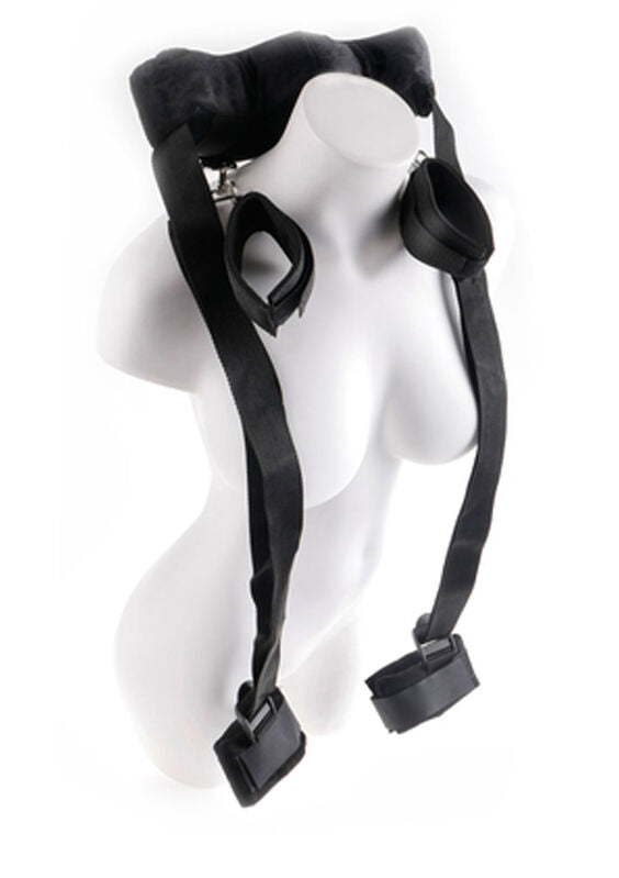 Position Master Harnais Cou Cuisses BDSM avec Menottes Réglable - Fetish Fantasy