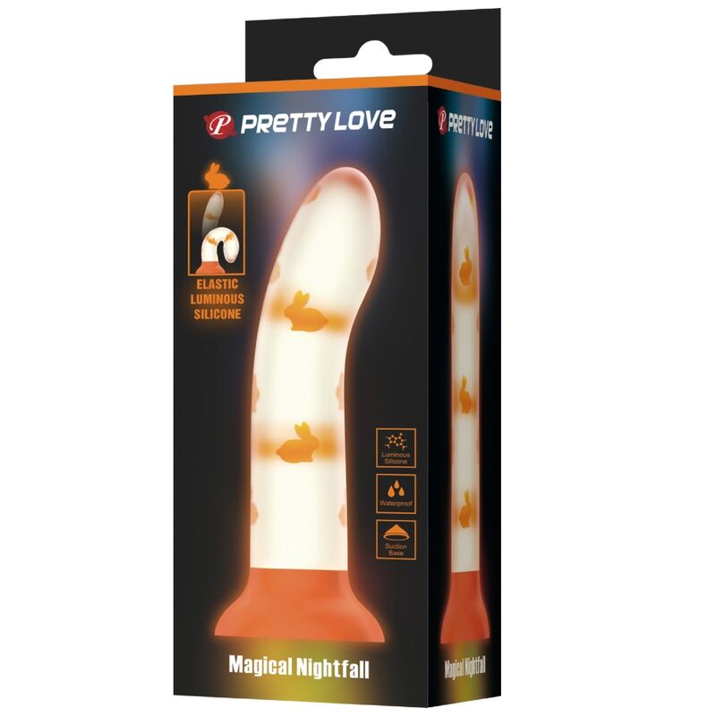 Vue d'ensemble — gode ventouse Pretty Love, lumineux nightfall silicone