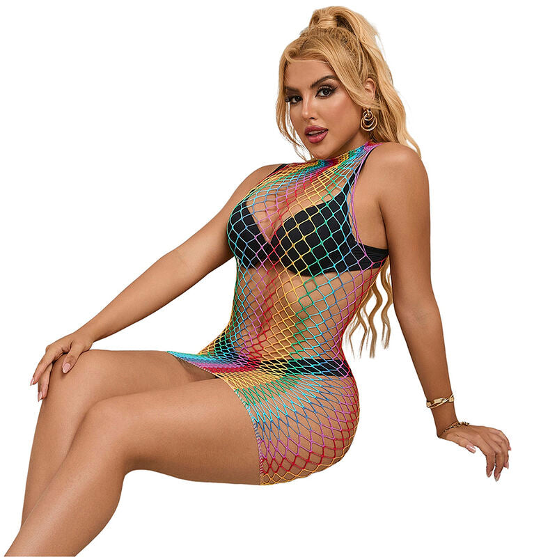 Robe Résille Manches Longues Arc-en-Ciel Taille Unique - Subblime