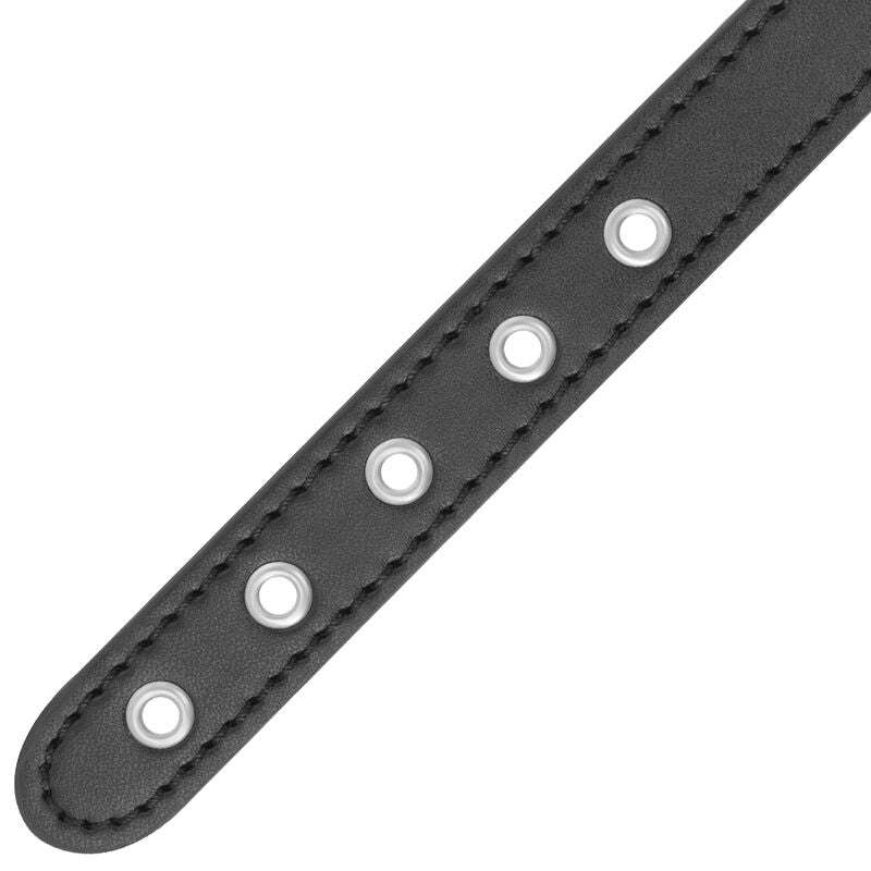 Sangle à Pénis BDSM Cuir Vegan avec Laisse Métal Sans Nickel - Darkness