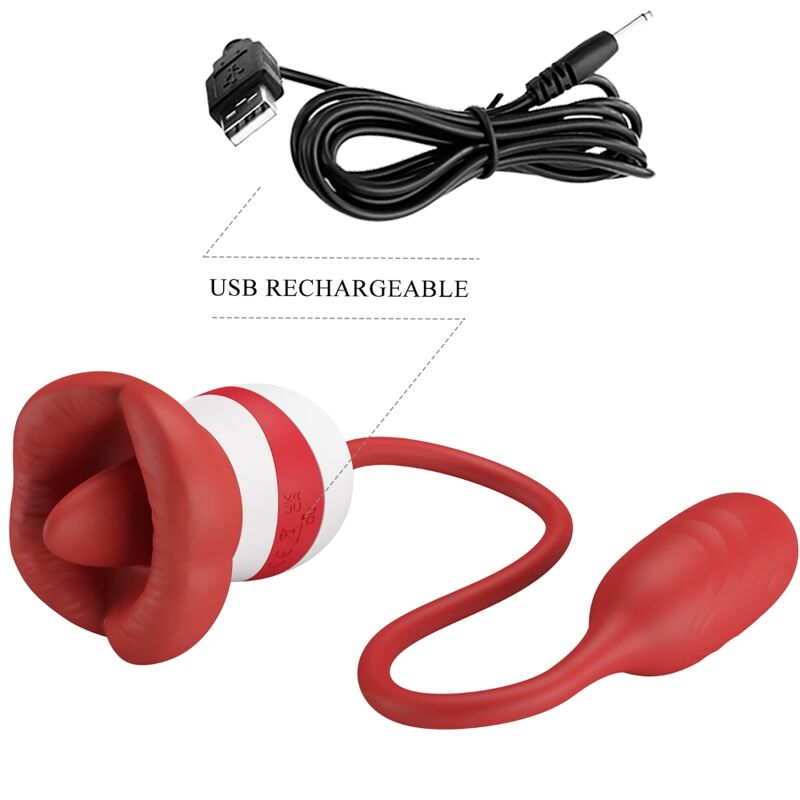 Stimulateur Clitoridien Aliyah Langue Léchante Bouche Rouge Rechargeable - Pretty Love