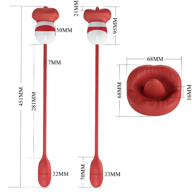 Stimulateur Clitoridien Aliyah Langue Léchante Bouche Rouge Rechargeable - Pretty Love