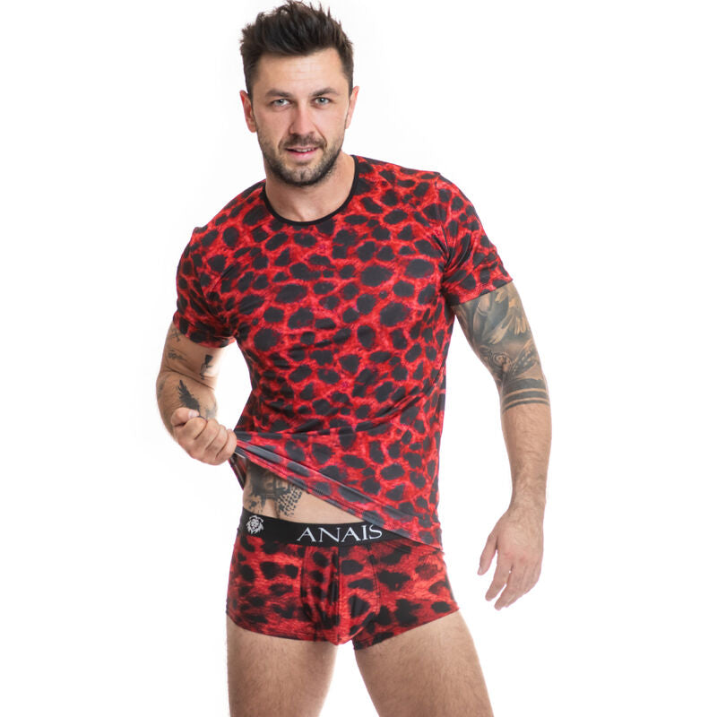 T-Shirt Homme Savage Microfibre Rouge Imprimé Animal - Anais Men