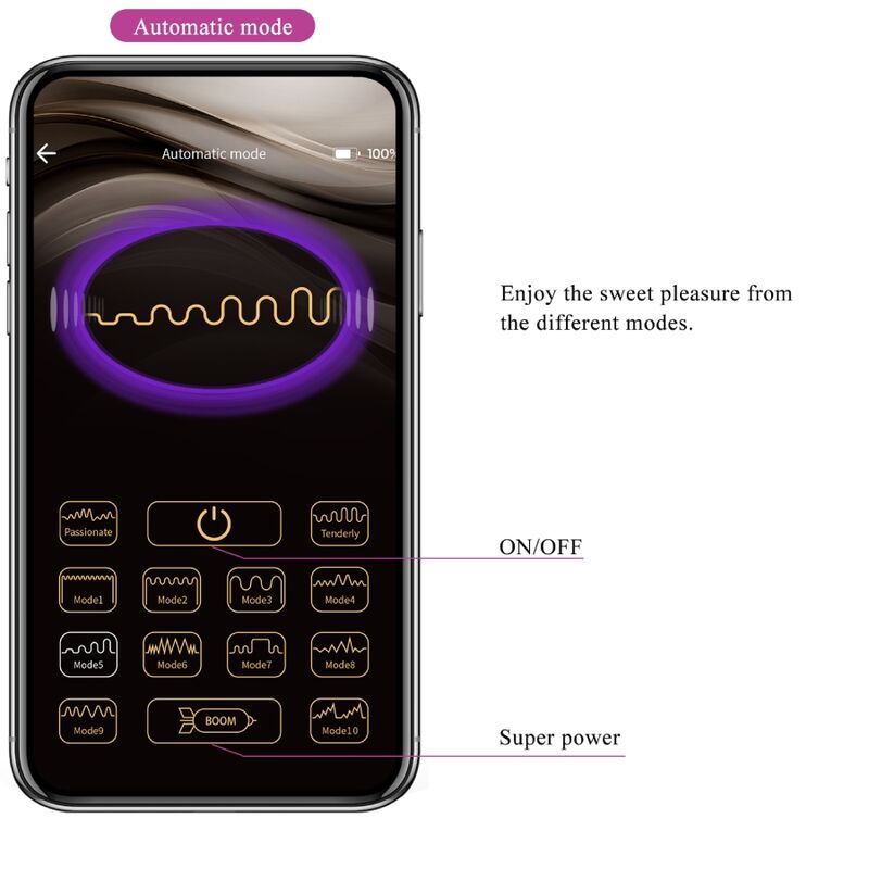 Œuf Vibrant Connecté Catalina Application 12 Modes USB Violet - Pretty Love