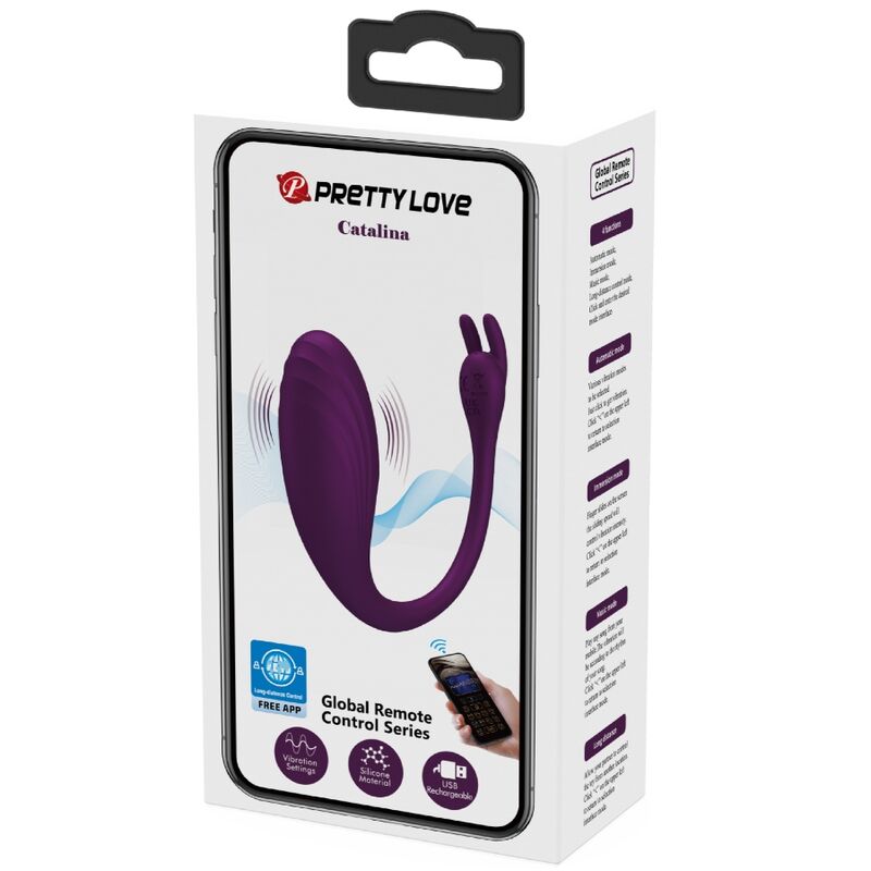 Œuf Vibrant Connecté Catalina Application 12 Modes USB Violet - Pretty Love
