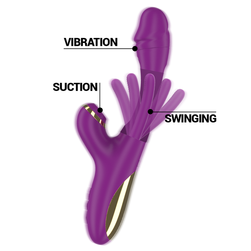 Vibromasseur Clitoridien Ateneo Langue Oscillante Aspiration 3 Moteurs - Intense