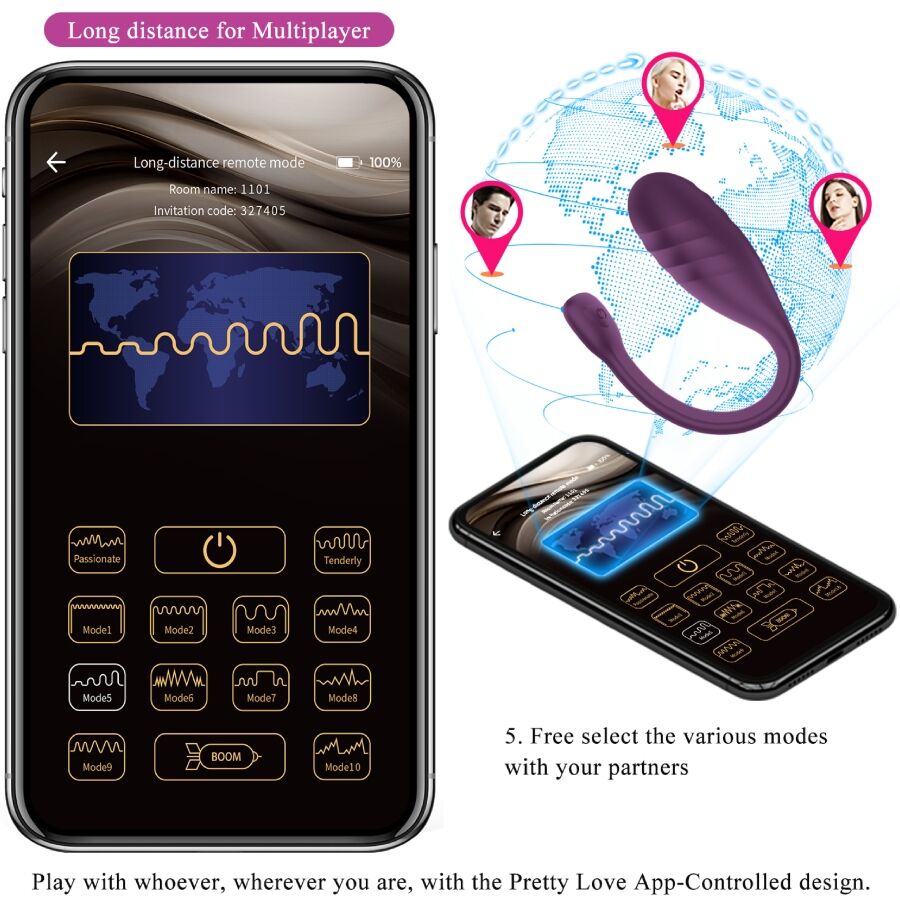 Vibromasseur Connecté Leviathan Tête Bulbeuse 12 Modes Rechargeable - Pretty Love