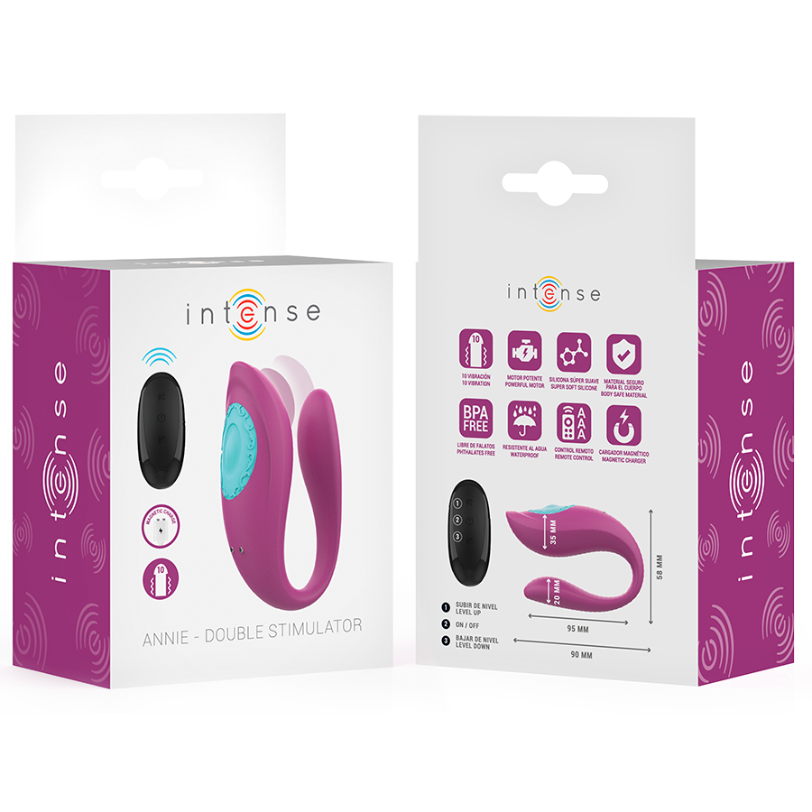 Vibromasseur Couple Annie Forme en U 10 Modes Télécommande - Intense