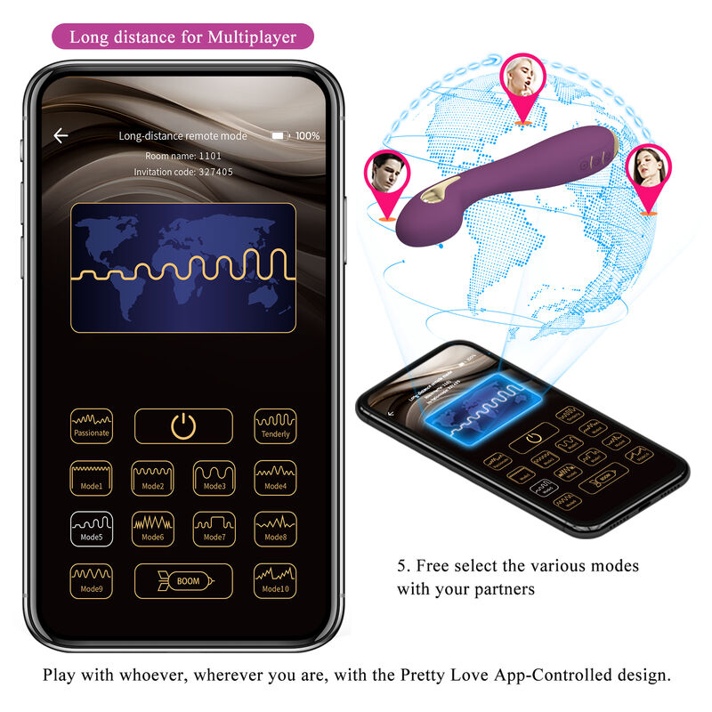 Vibromasseur Électrostimulation Hector App Control 12 Vibrations Rechargeable - Pretty Love