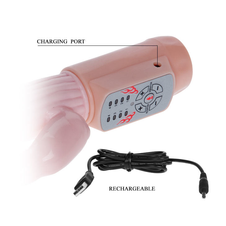 Vibromasseur Rabbit Chauffant Fire Bunny Tête Rotative 8 Vitesses - Baile
