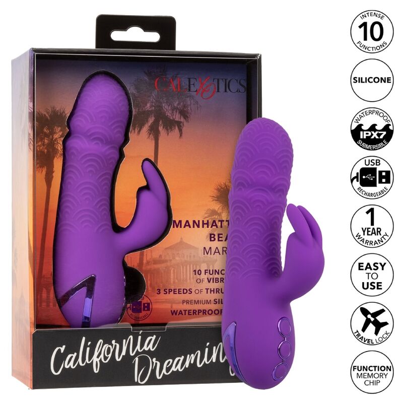 Vibromasseur Rabbit Manhattan Beach Marvel Poussée 10 Vibrations IPX7 - Calexotics