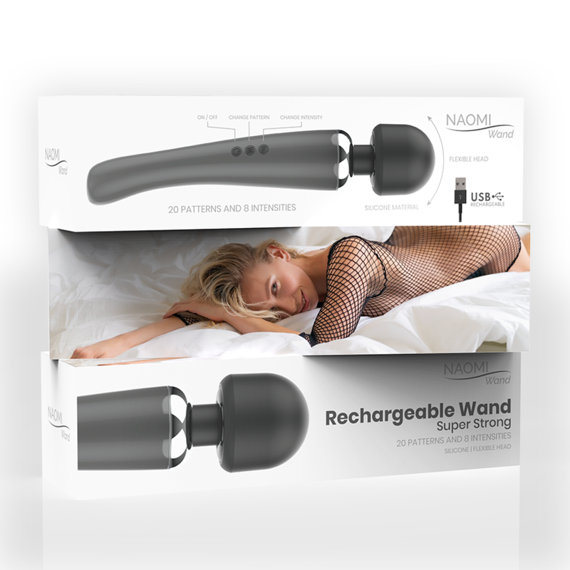 Vibromasseur Wand Puissant 8 Intensités 20 Modes Rechargeable - Naomi Wand